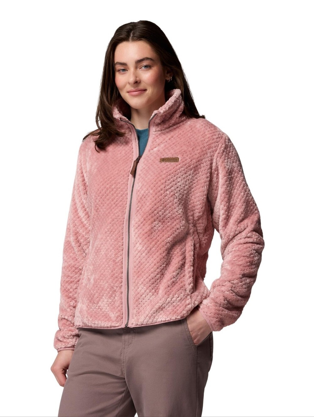 Columbia Womens Fire Side Ii Sherpa Full Zip Fleece Jacket, Eraser Pink, Large